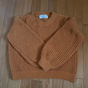 Knitted orange sweater, for young girls great for fall or winter
